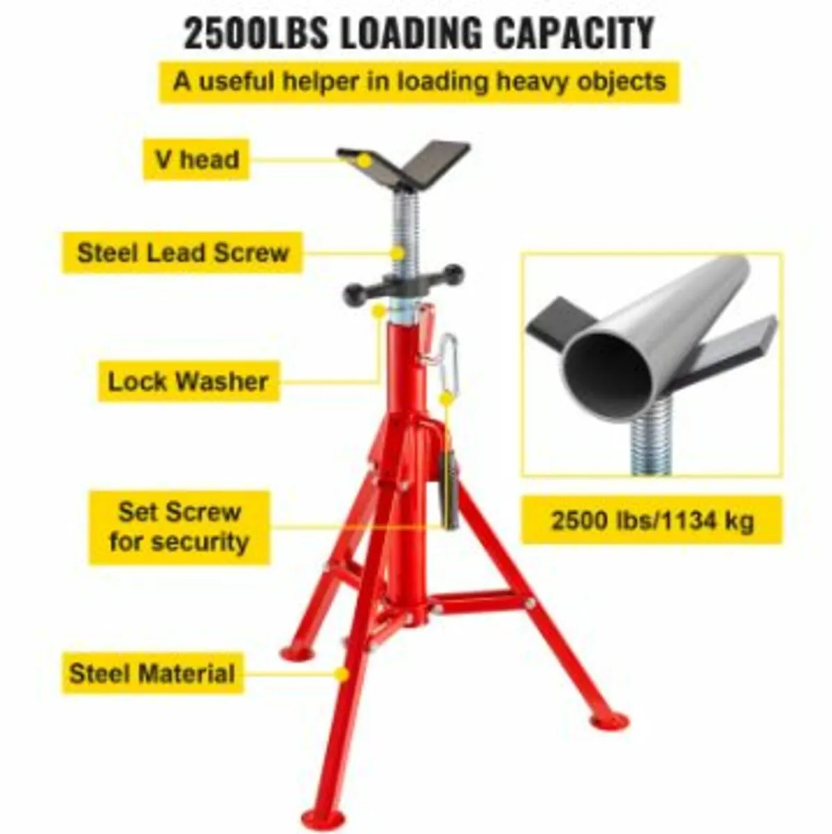 V Head Pipe Stand Adjustable Height 28-52 - Image 3
