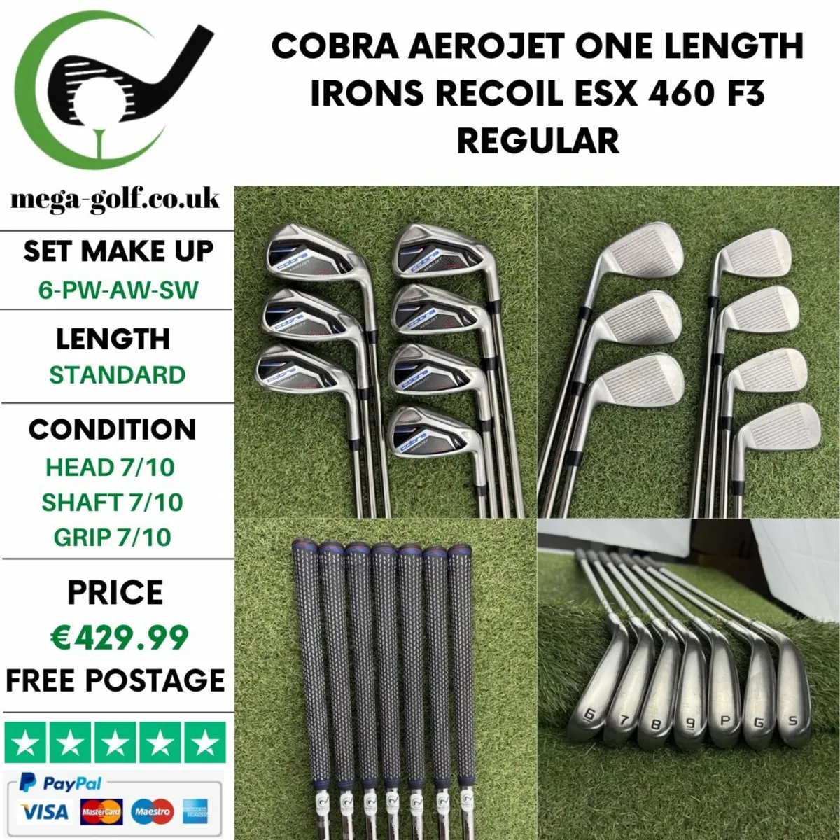 COBRA AEROJET ONE LENGTH IRONS / 6-PW-AW-SW / REG - Image 1