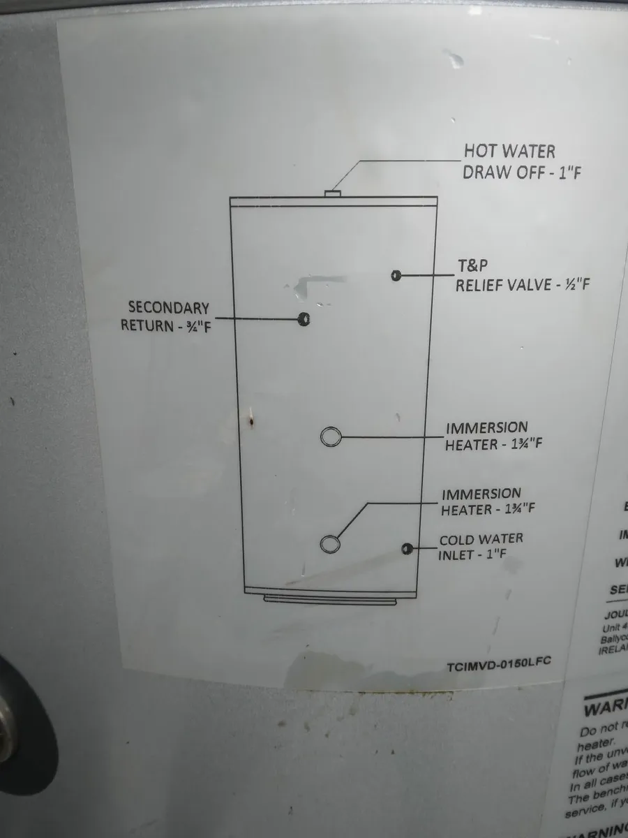 Duel twin emersion 150ltr stainless Steel hot tank - Image 2
