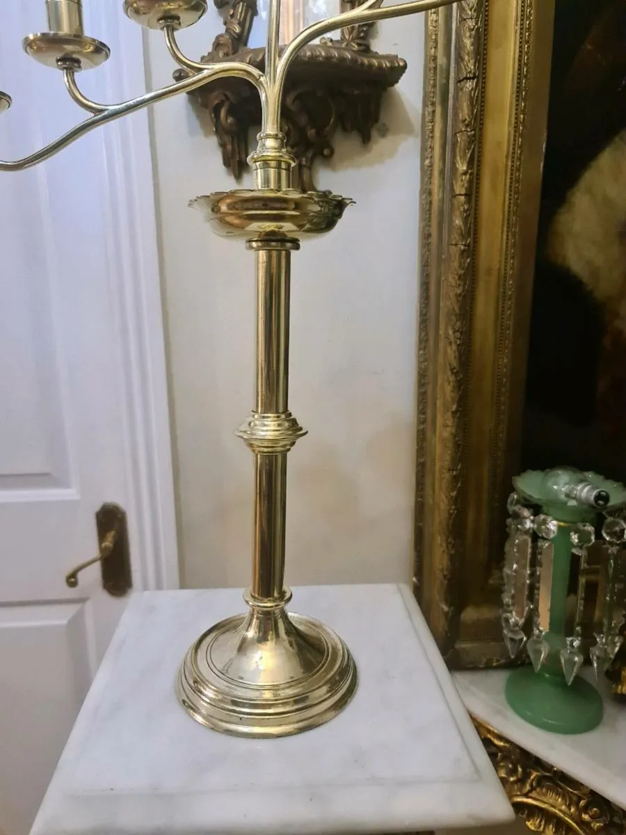Antique Ecclesiastical tall brass candle holder - Image 2
