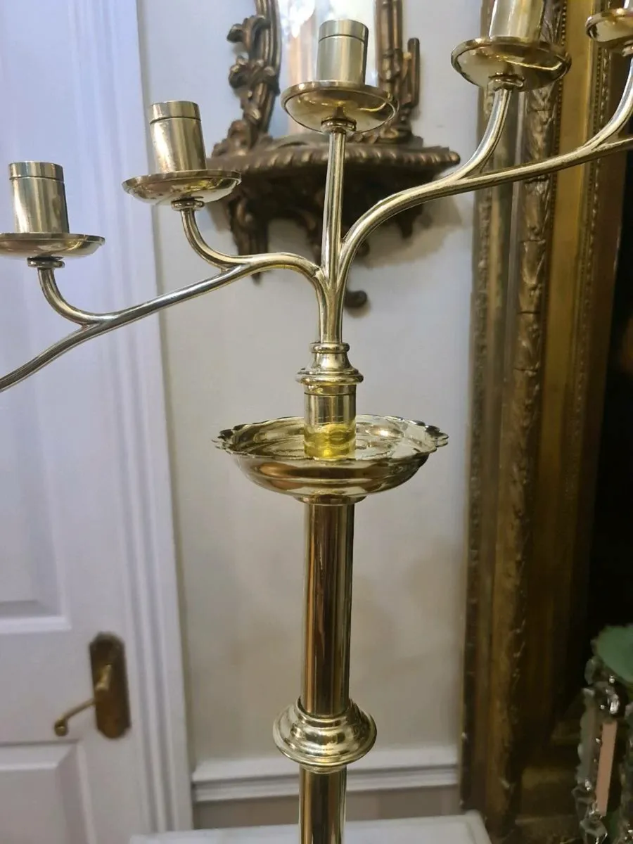Antique Ecclesiastical tall brass candle holder - Image 3