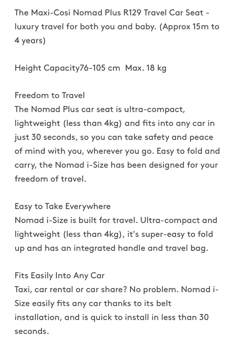 Maxi-Cosi Nomad Travel Car Seat - Image 2