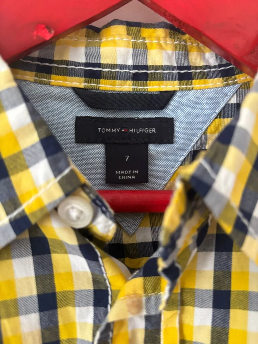 Tommy Hilfiger Yellow Check shirt age 7-8 - Image 1