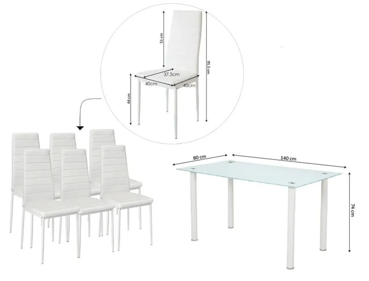 Modern Glass Dining Table Set Seats 6 FREE Delivery - Image 2