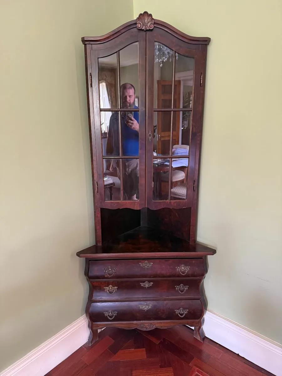 Mahogany Corner Display Cabinet with Drawers - Image 1
