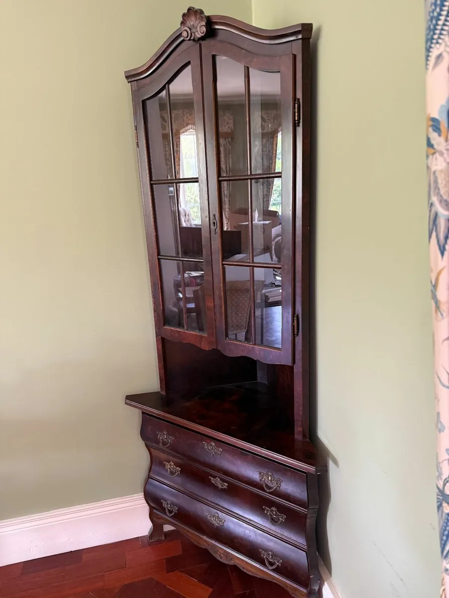 Mahogany Corner Display Cabinet with Drawers - Image 2