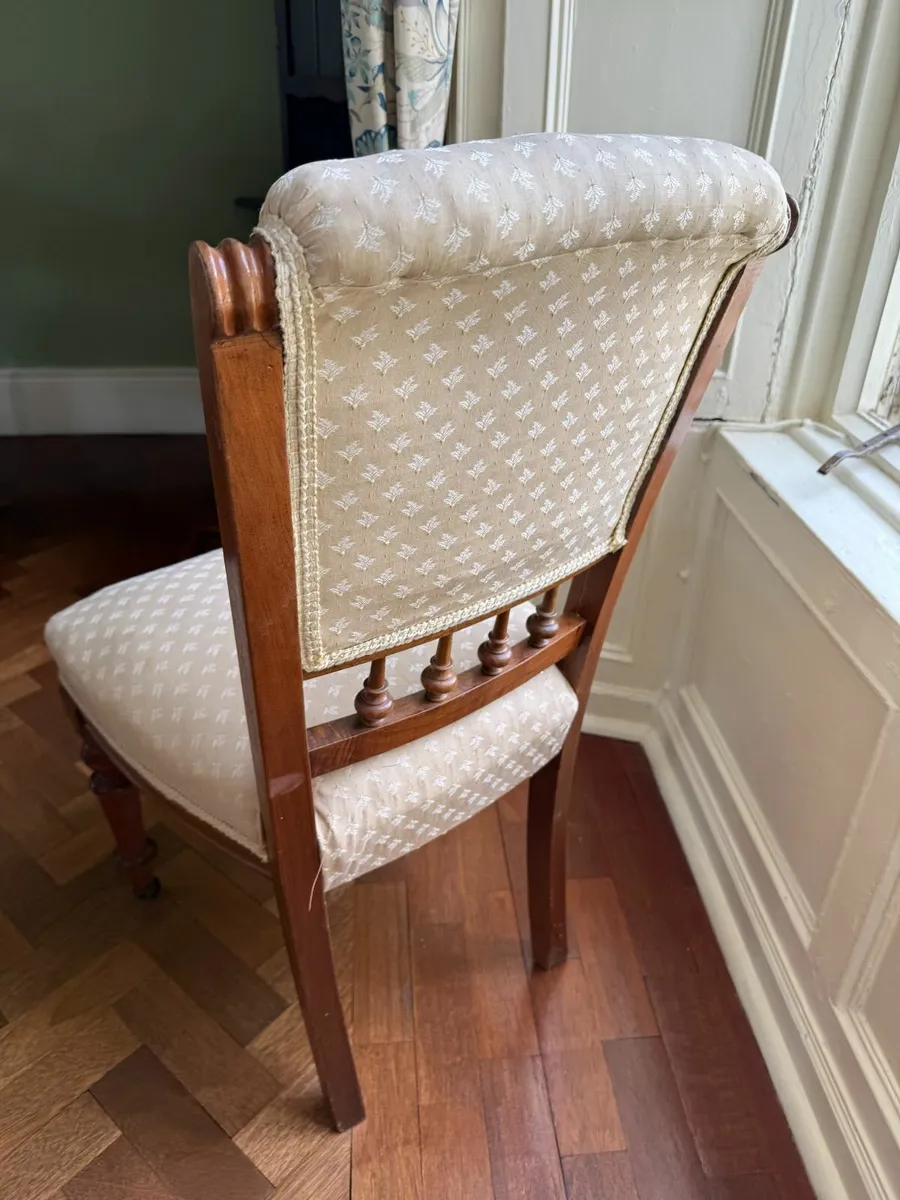 Set of 6 Antique Upholstered Dining Chairs - Image 2