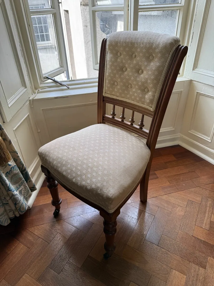 Set of 6 Antique Upholstered Dining Chairs - Image 1