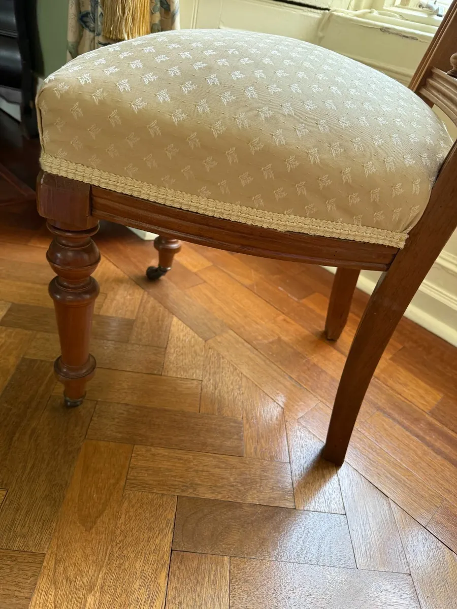 Set of 6 Antique Upholstered Dining Chairs - Image 4