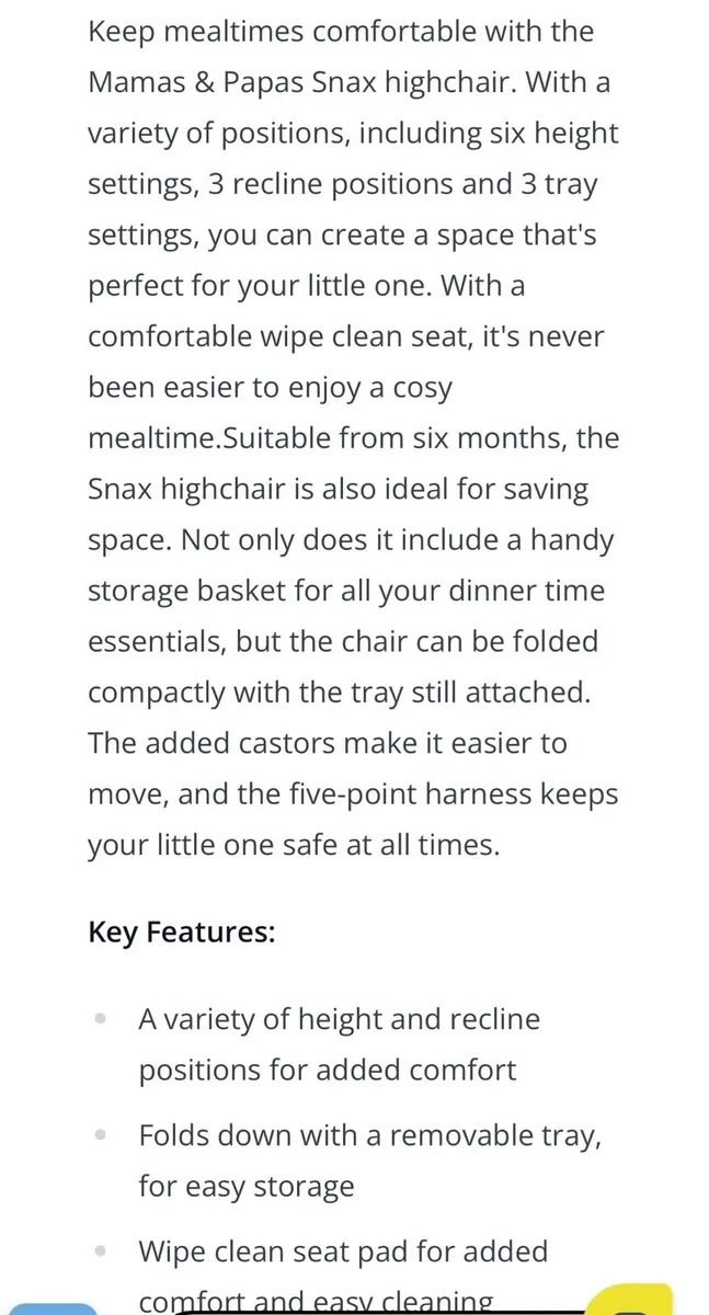 Mamas & Papas Snax Highchair - Image 2
