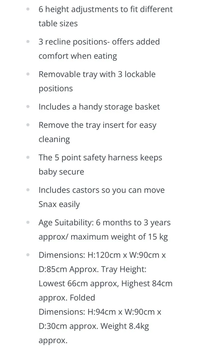 Mamas & Papas Snax Highchair - Image 3