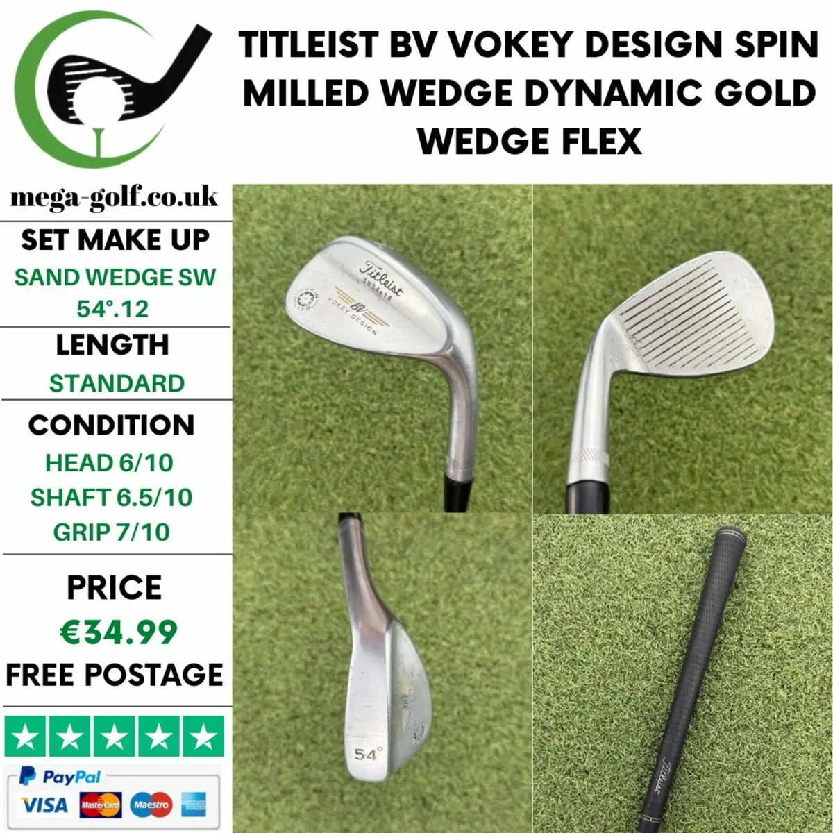 TITLEIST BV VOKEY DESIGN SPIN MILLED WEDGE SW 54° - Image 1