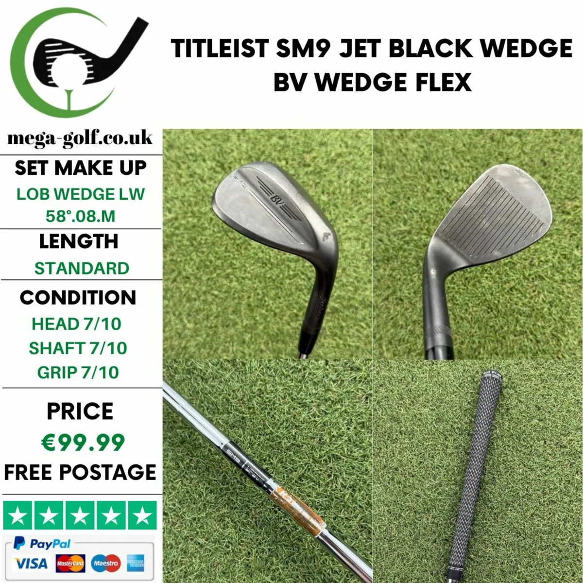 TITLEIST SM9 JET BLACK WEDGE LW 58°.08.M / WEDGE - Image 1