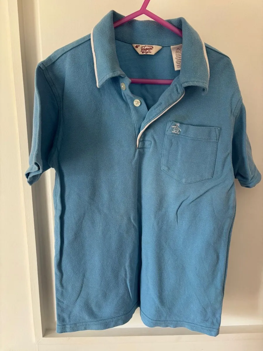 Penguin Blue polo tshirt age 5-6 - Image 1