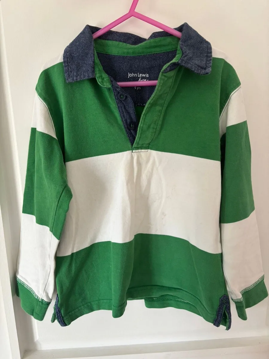 John Lewis Striped Rugby Shirt age 6-7 - Image 1