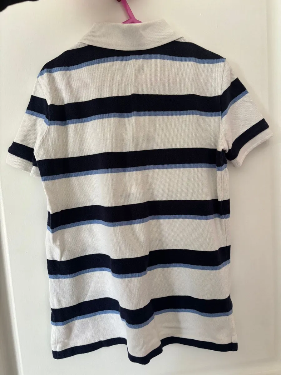 Ralph Lauren White Striped Polo Tshirt age 6-7 - Image 2