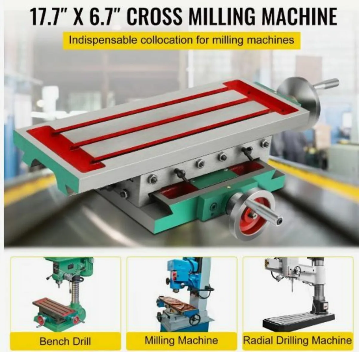 Milling Table 17.7×6.7Inch Compound Slide Milling - Image 2