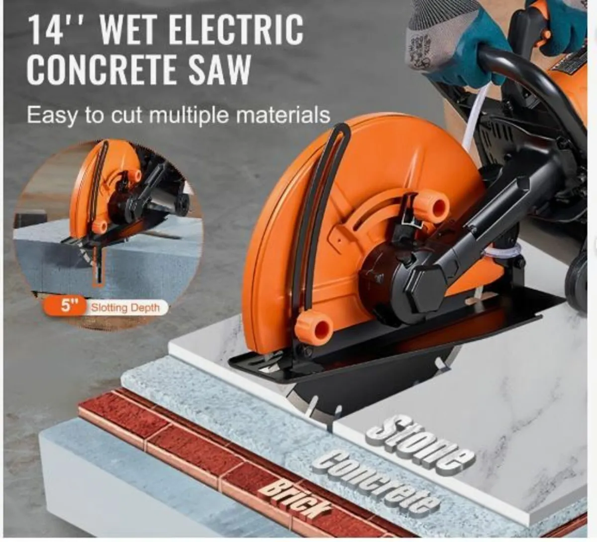 14'' Electric Concrete Saw Wet/Dry Saw Cutter - Image 2