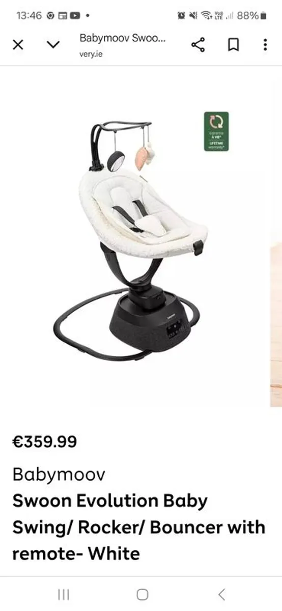 bouncerBabymoovSwoon Evolution Baby Swing/ Rocker/ Bouncer with remote- cream - Image 3