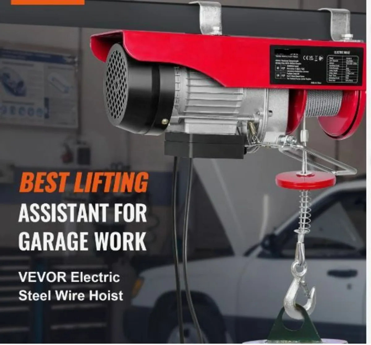 Electric Hoist, 550 lbs Lifting Capacity, 510W - Image 2