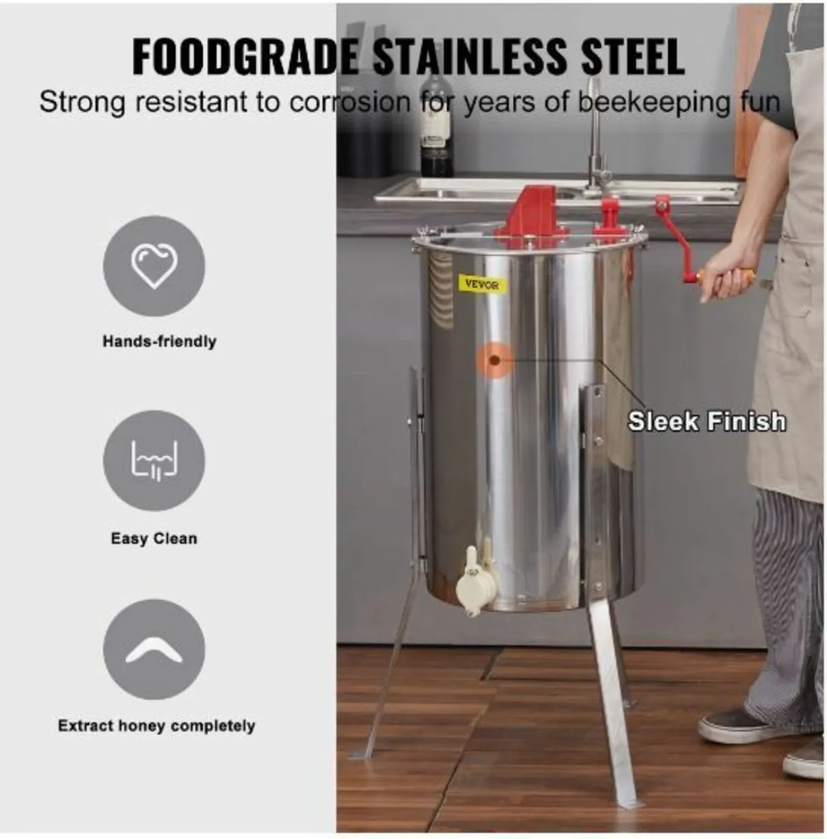 Manual Honey Extractor, 3 Frames - Image 3