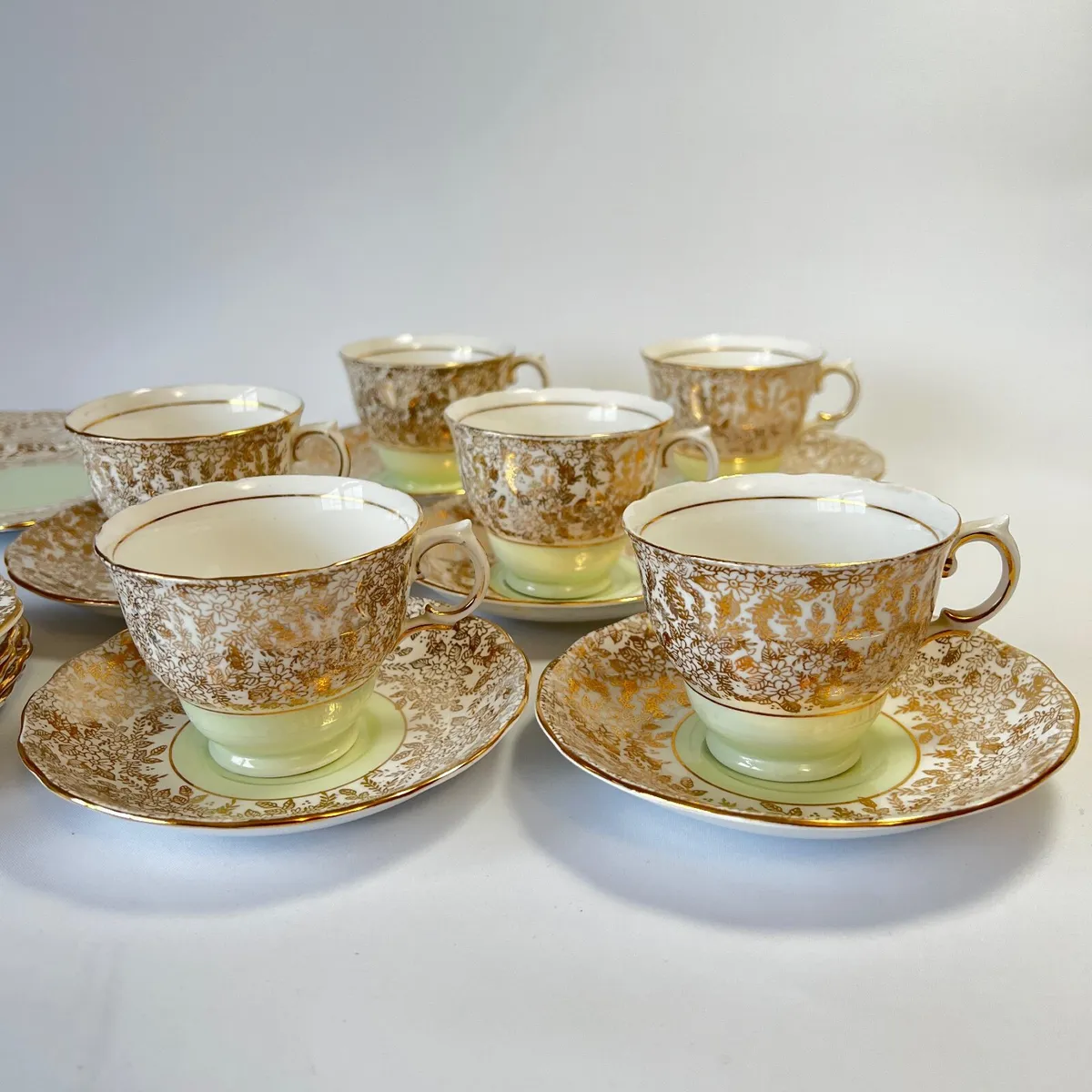 Rare Colclough Gold Harlequin 6605 Tea set vintage - Image 1