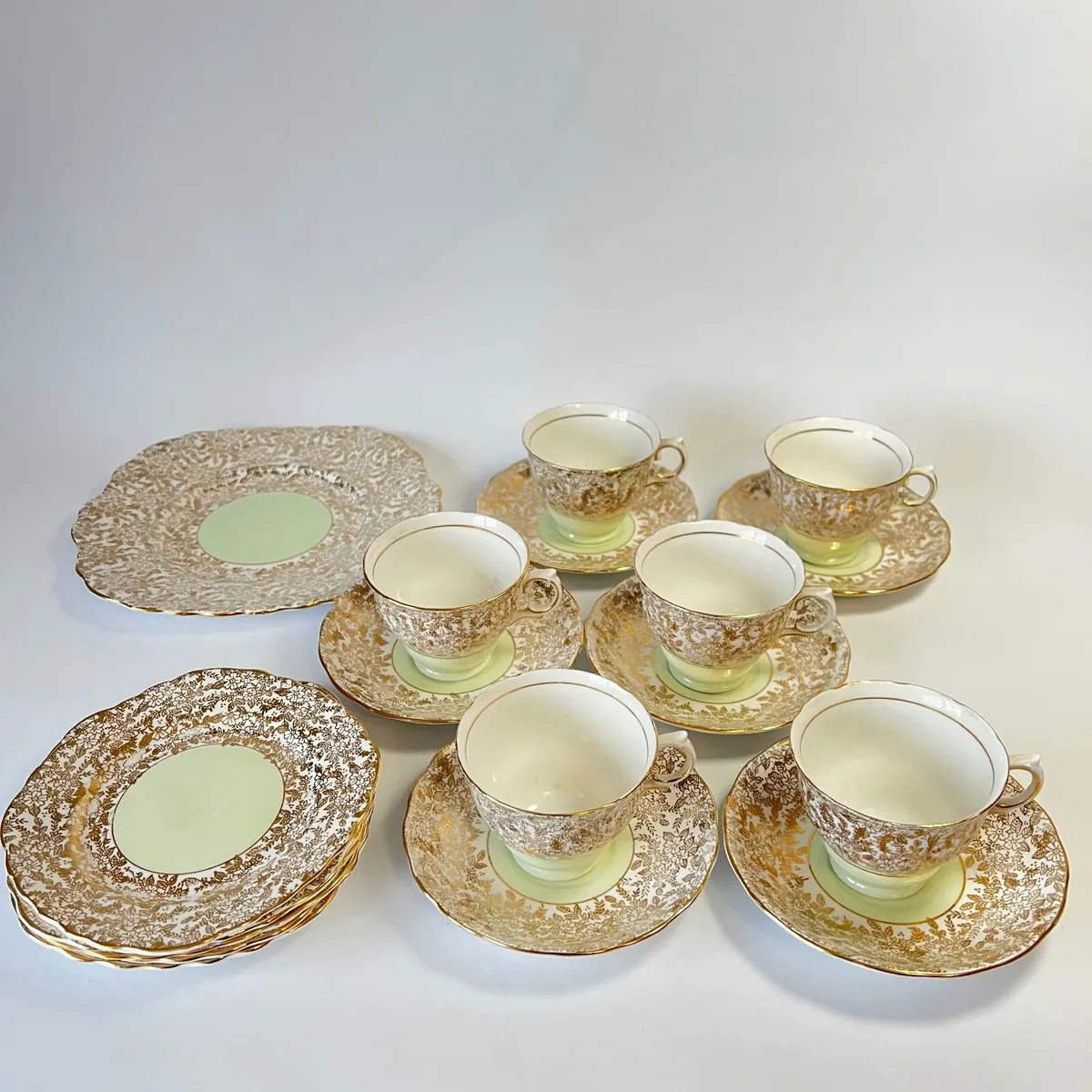 Rare Colclough Gold Harlequin 6605 Tea set vintage - Image 2