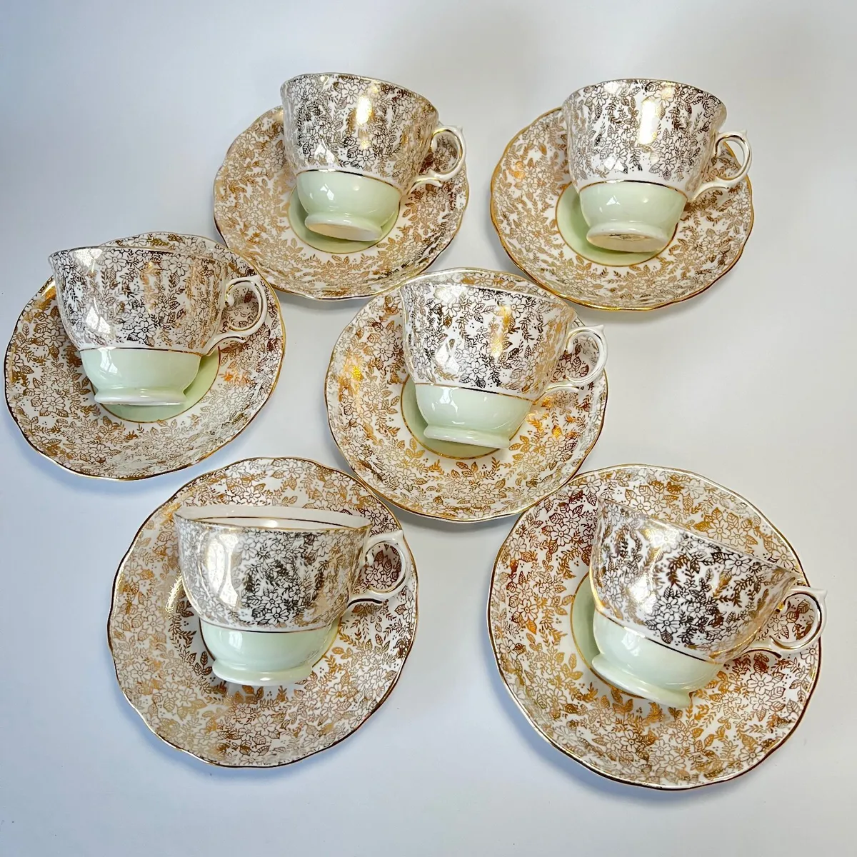 Rare Colclough Gold Harlequin 6605 Tea set vintage - Image 3