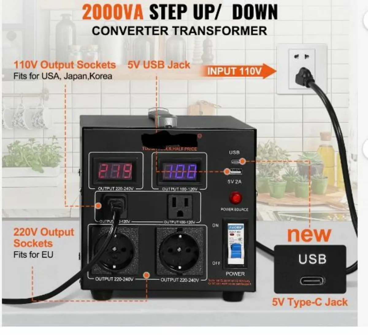 Voltage Converter Transformer, 2000VA - Image 2