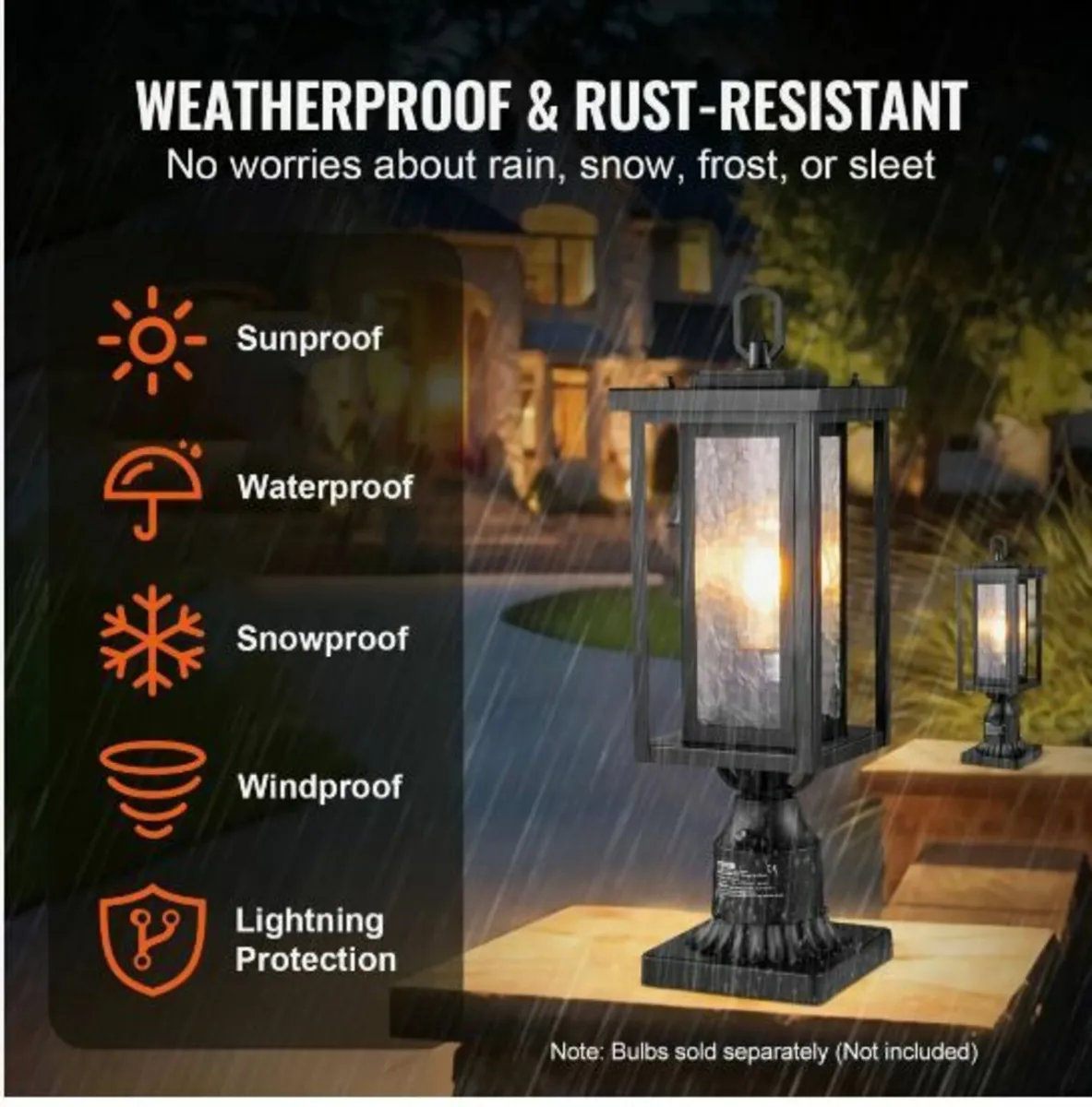 2 PCs Dusk to Dawn Outdoor Lamp Post Light - Image 2