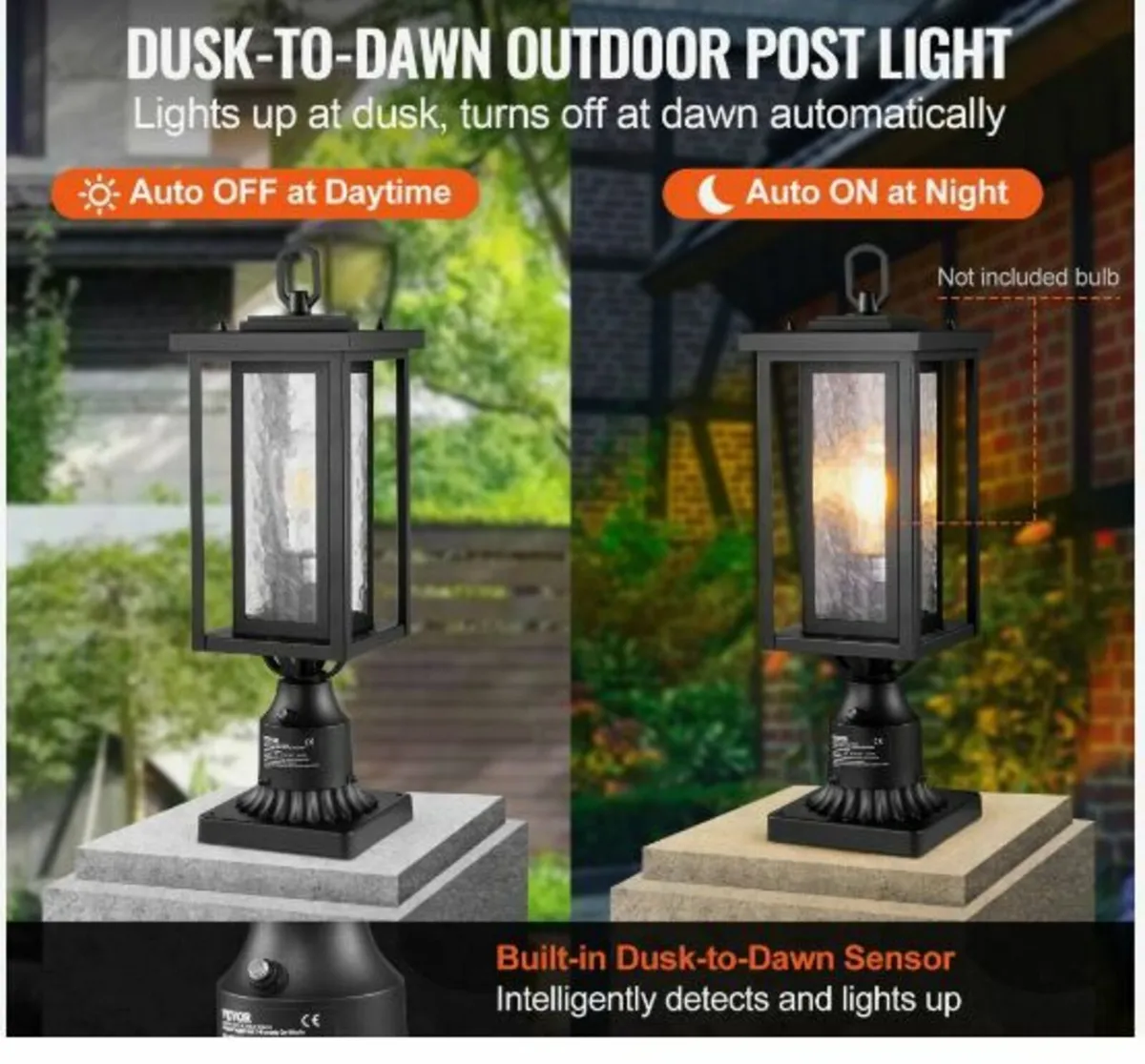 2 PCs Dusk to Dawn Outdoor Lamp Post Light - Image 4