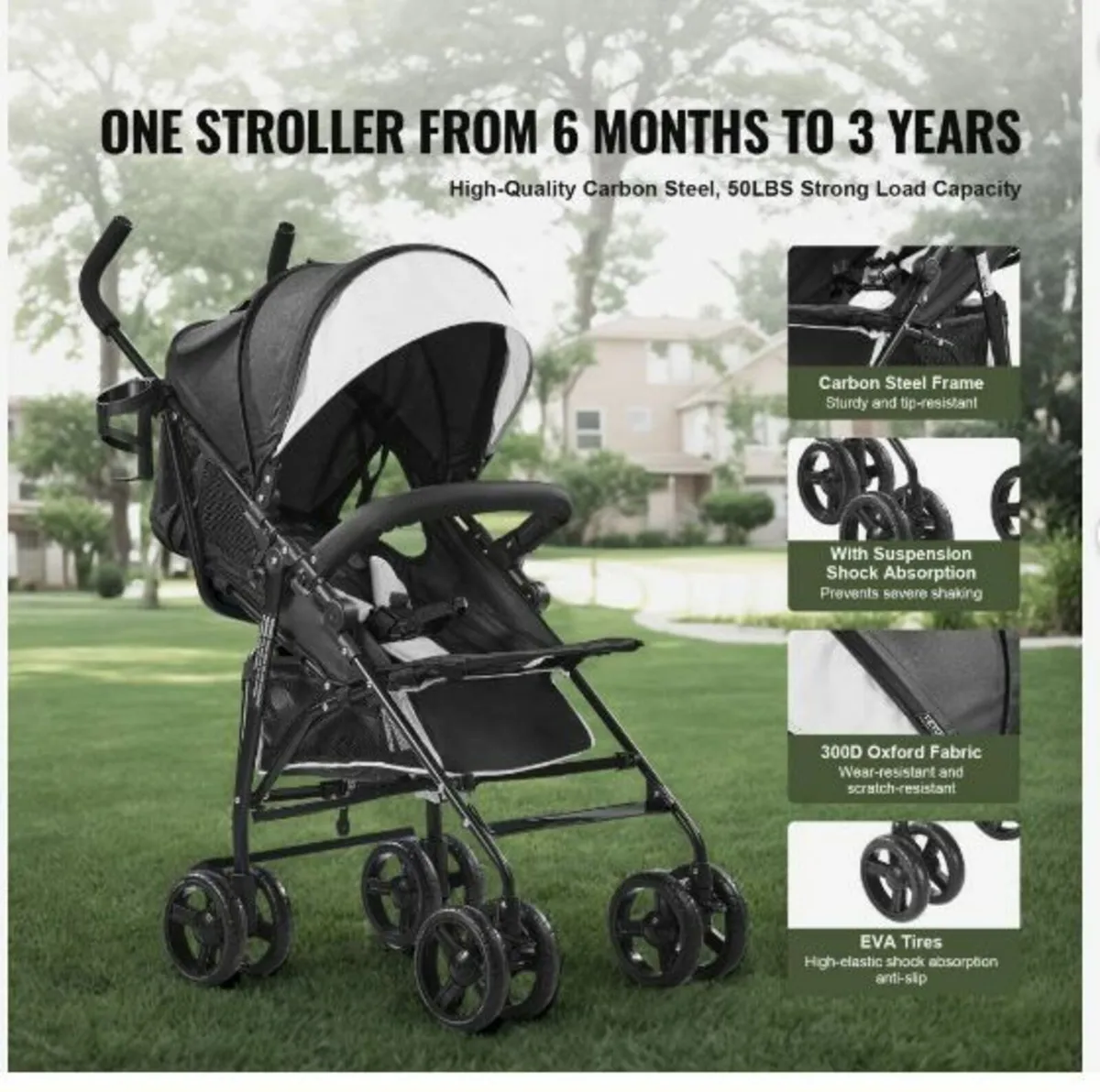 Lightweight Stroller Compact Easy Fold Adjustable - Image 2