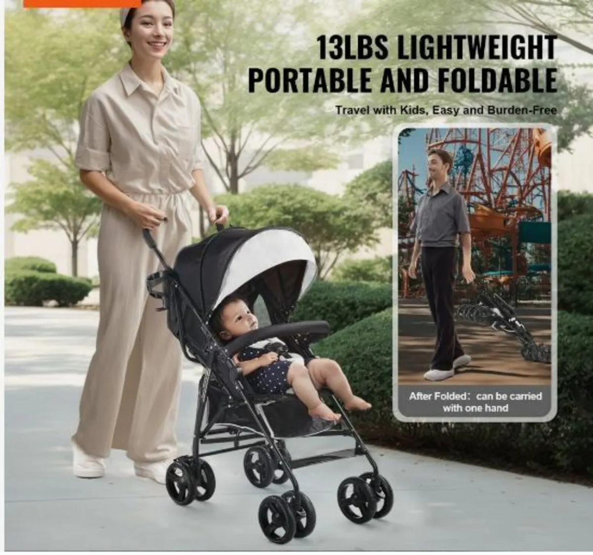 Lightweight Stroller Compact Easy Fold Adjustable - Image 3