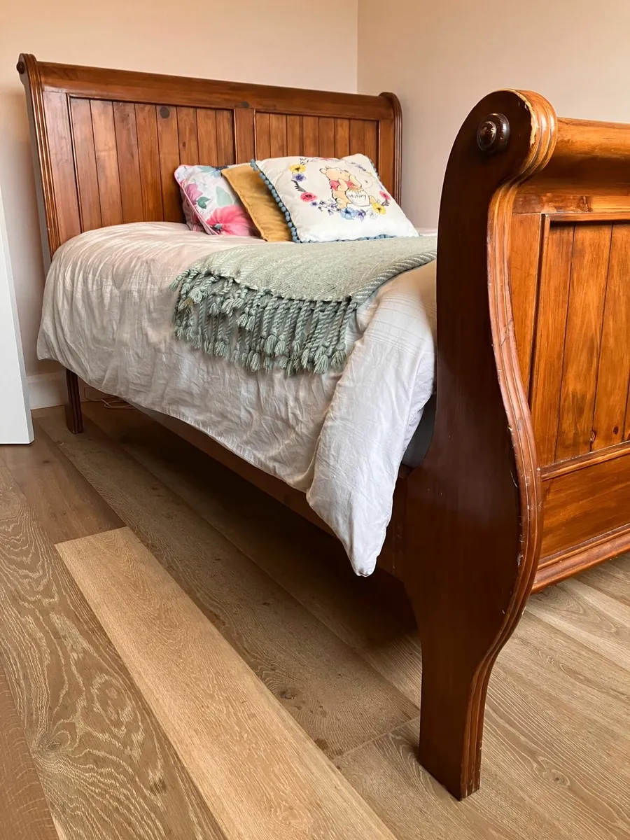 King Size Solid Wood Bed Frame – Mid-Century Style - Image 2