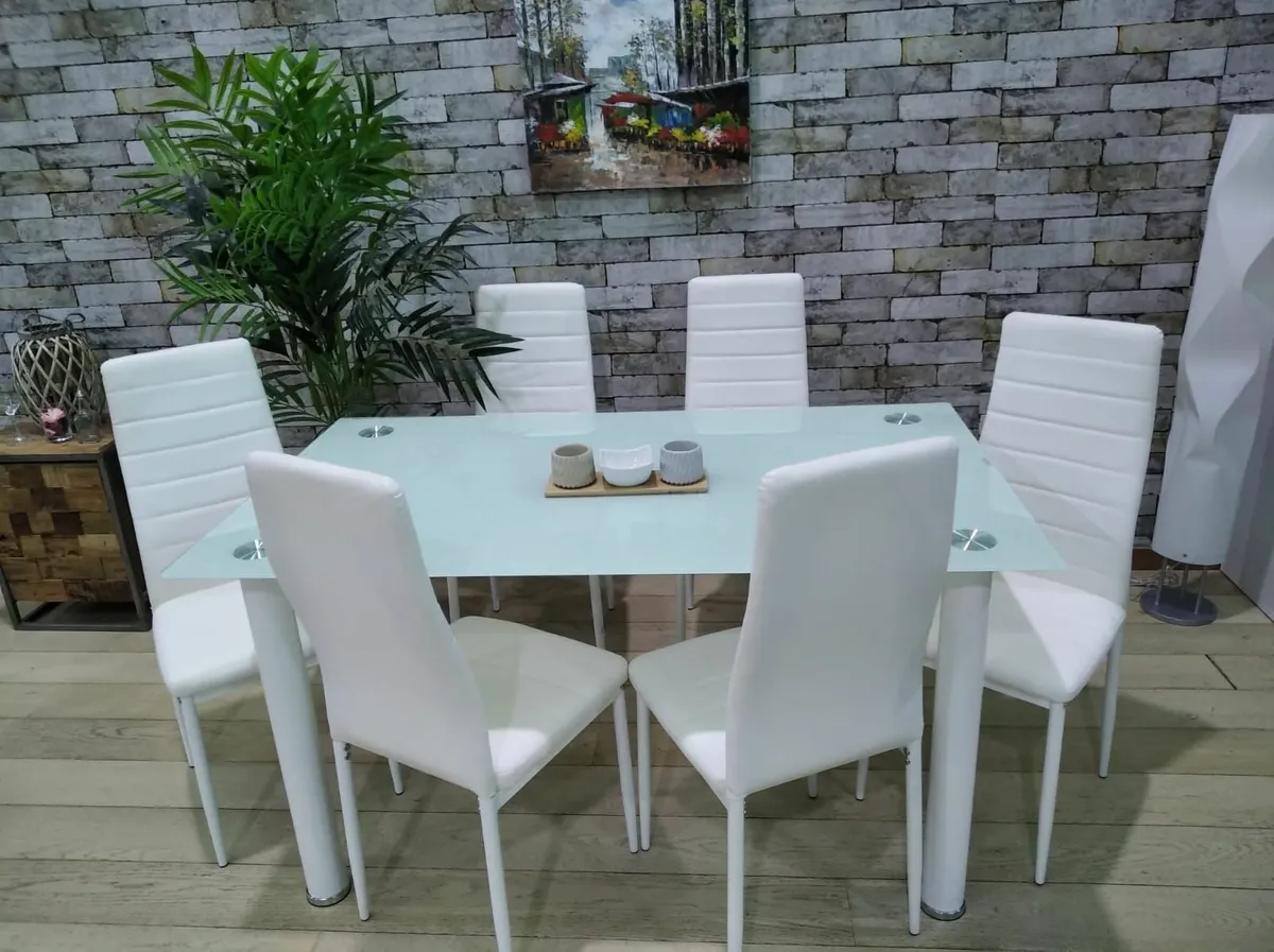 Glass Dining Table Set 6 chairs  FREE Delivery - Image 2