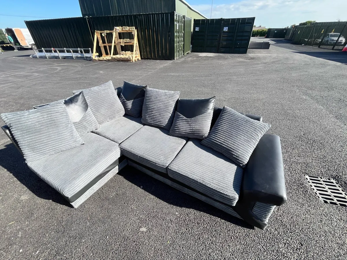 Grey corner corduroy sofa l shaped - Image 2