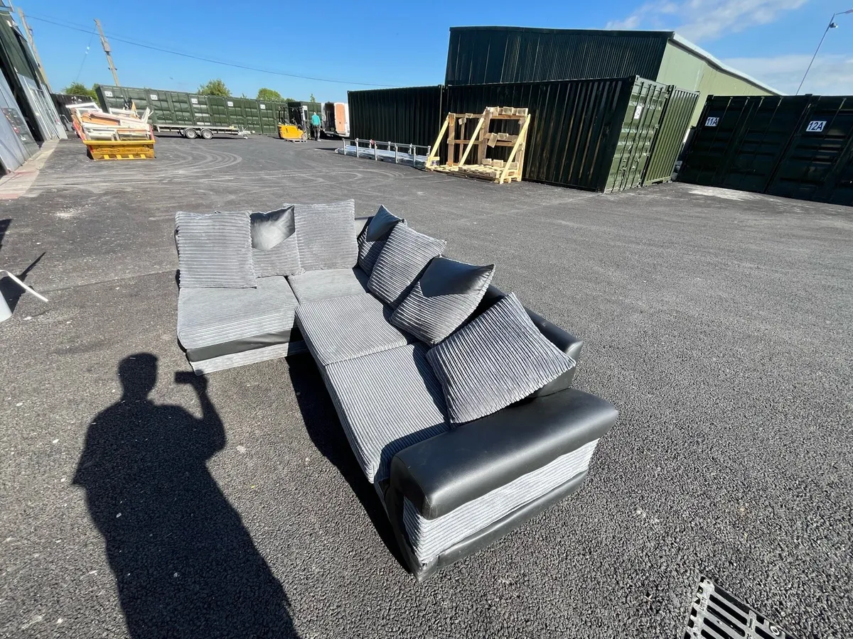 Grey corner corduroy sofa l shaped - Image 3