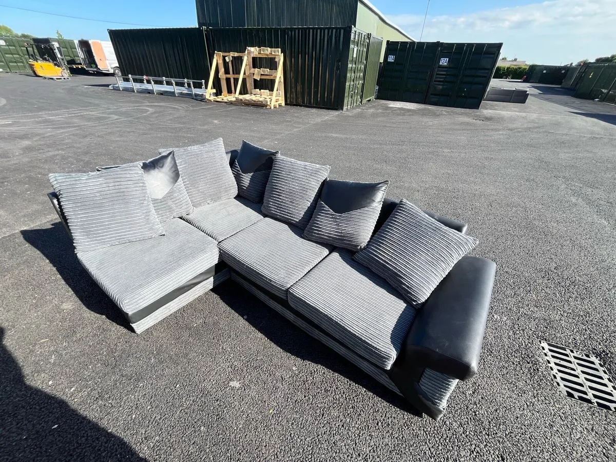 Grey corner corduroy sofa l shaped - Image 4