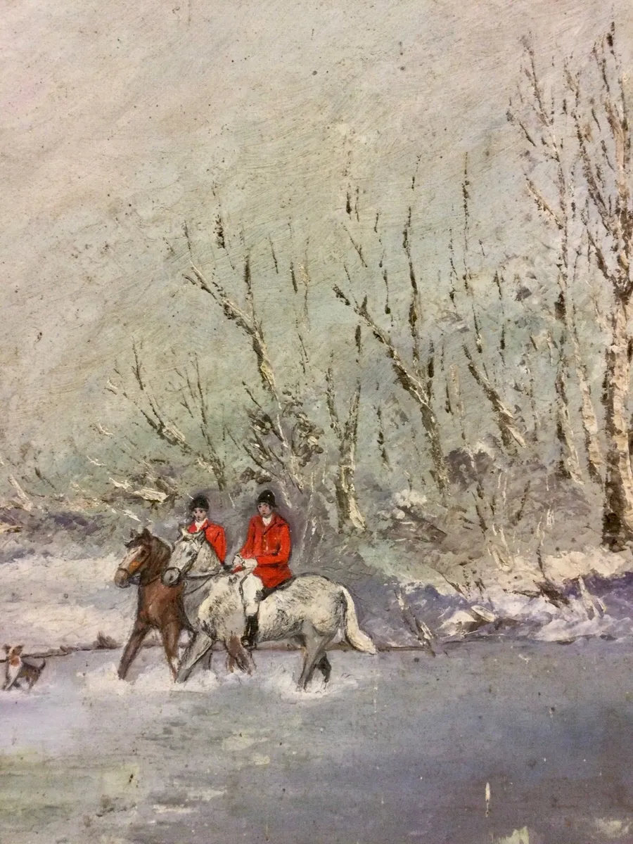 Large Oil “Huntsmen and Hounds” - Image 2