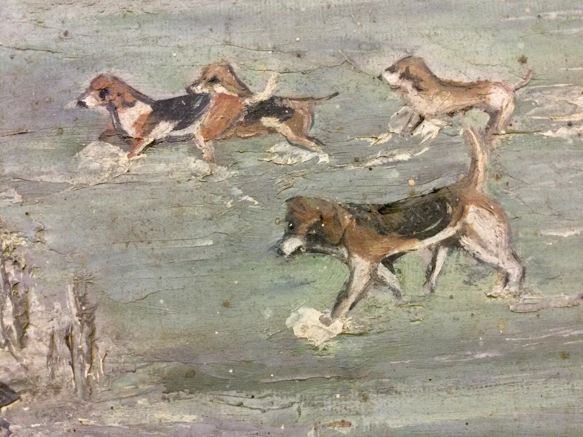 Large Oil “Huntsmen and Hounds” - Image 4