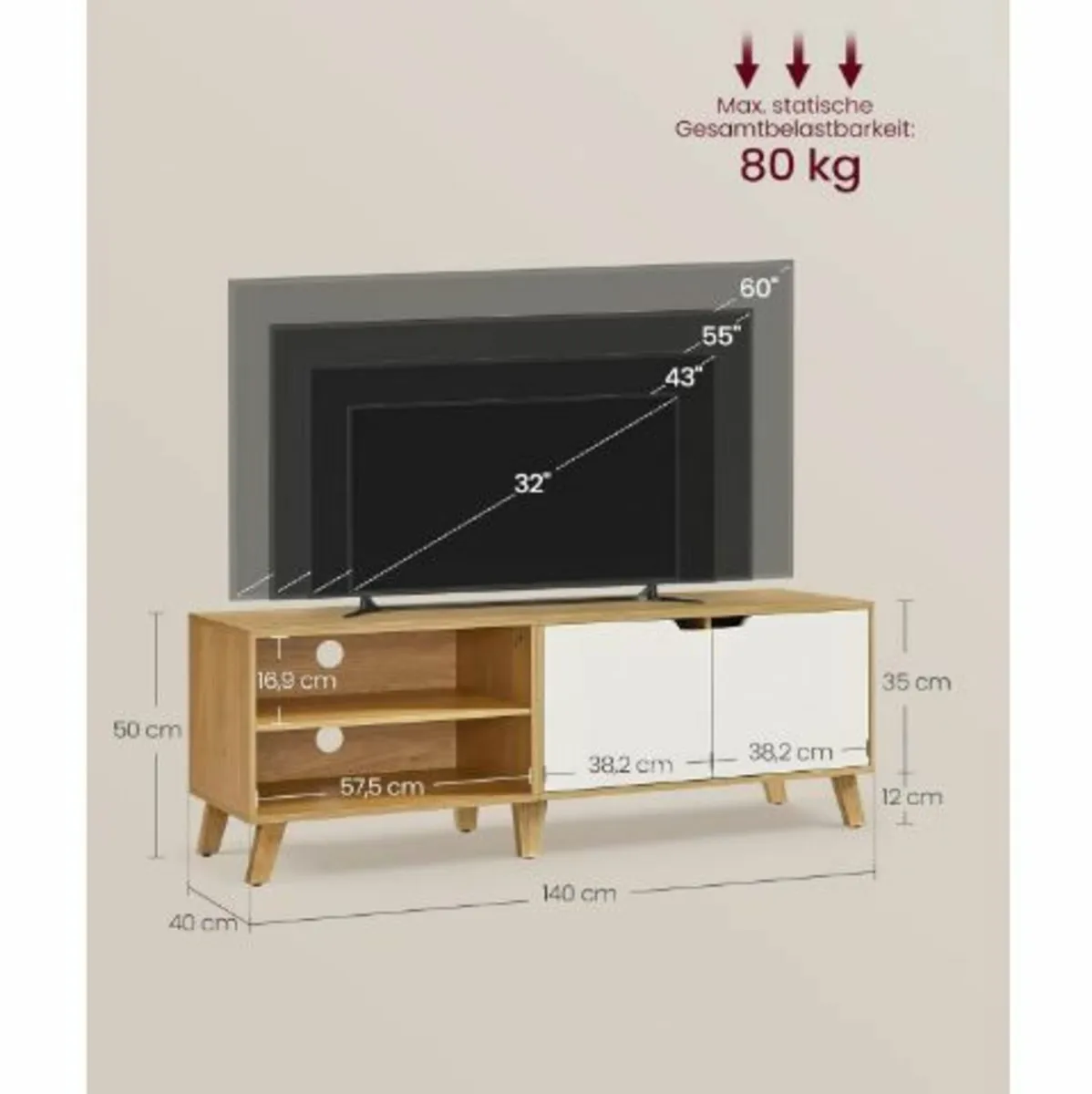 Cabinet, TV Stand with 2 Doors - Image 4