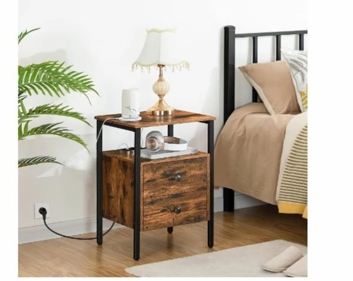Bedside Table with Charging Station - Image 3