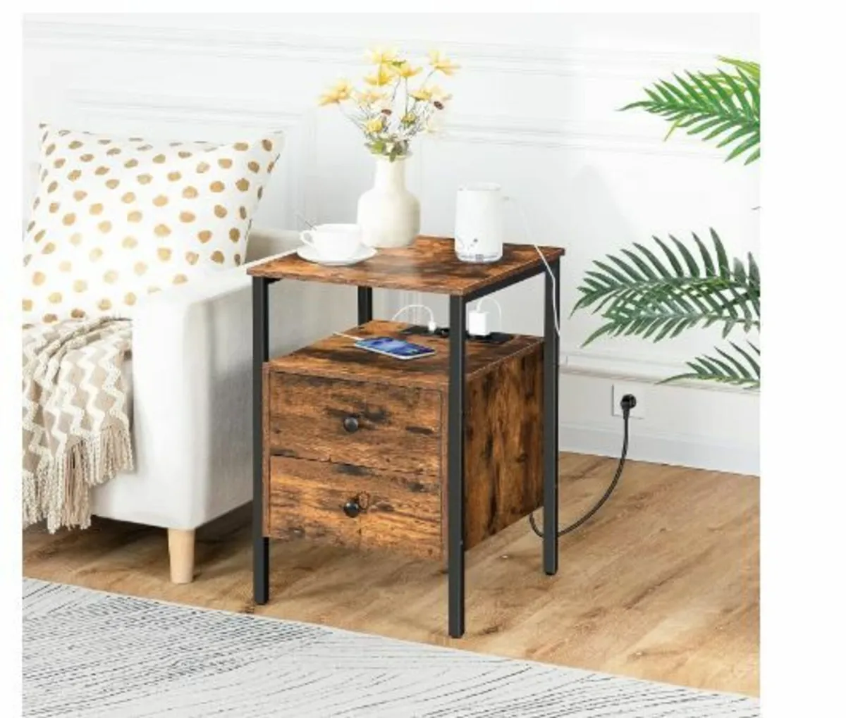Bedside Table with Charging Station - Image 4