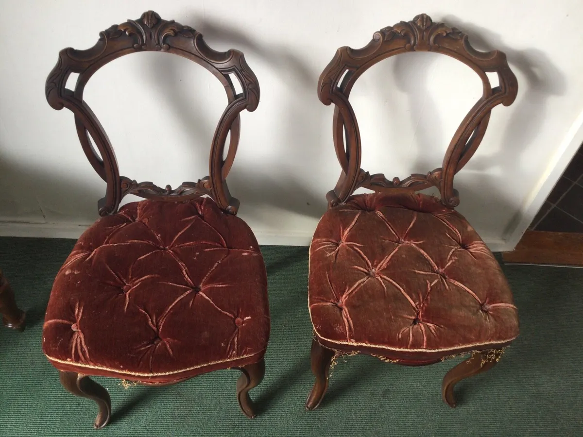 Antique Pair Walnut Chairs - Image 4