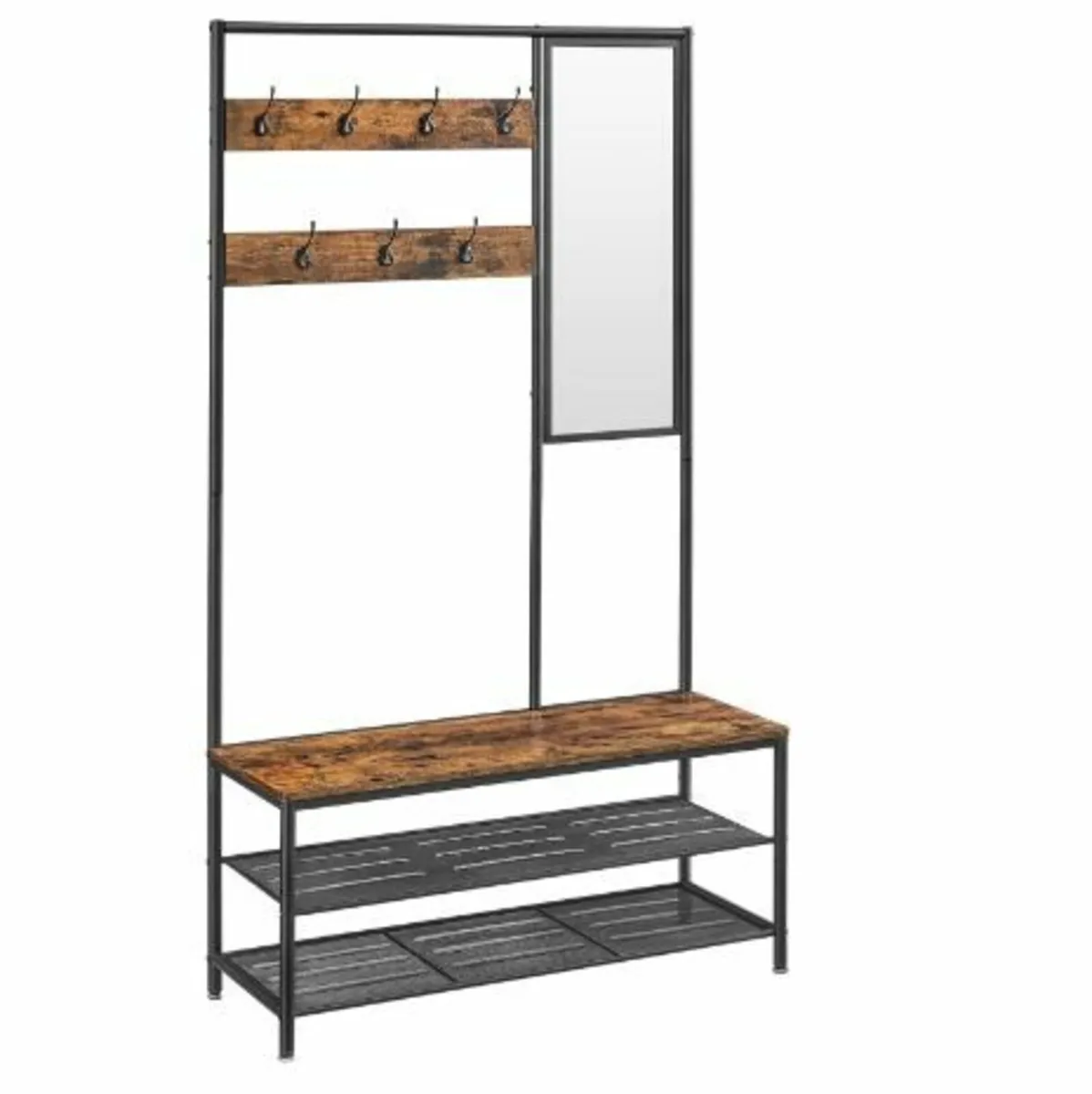 Coat Rack with Hooks Mirror Bench - Image 2