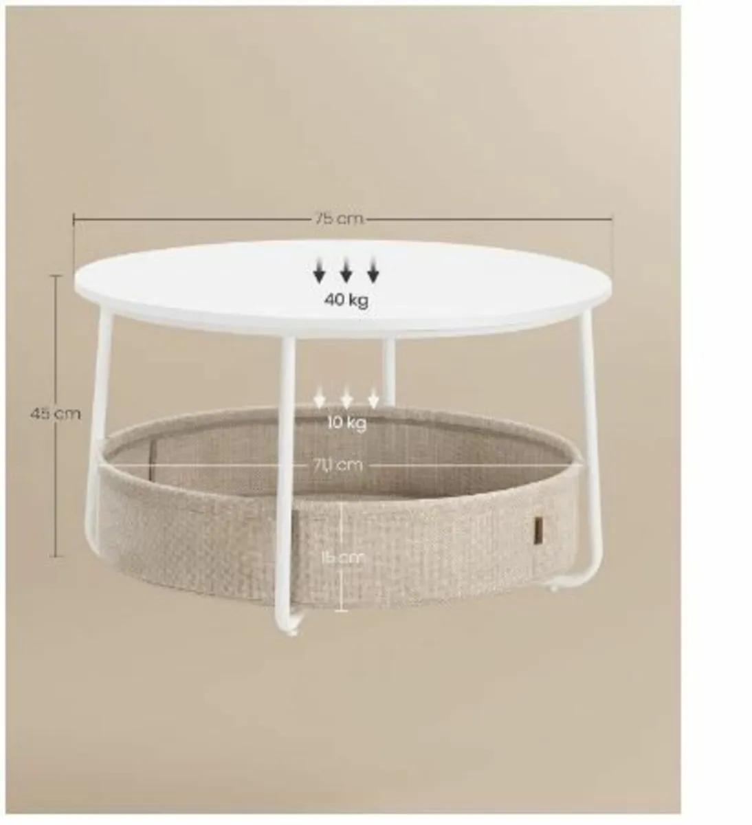 Round Coffee Table with Storage Space - Image 2