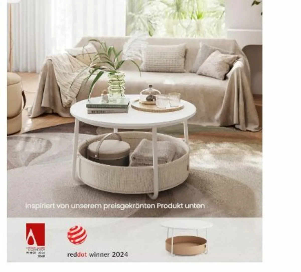 Round Coffee Table with Storage Space - Image 4