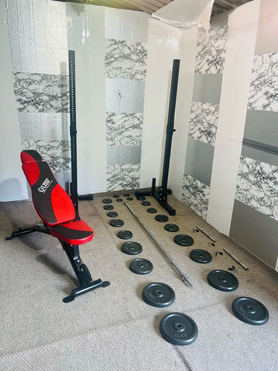 Hit fitness rack stands cast iron weights barbell - Image 1