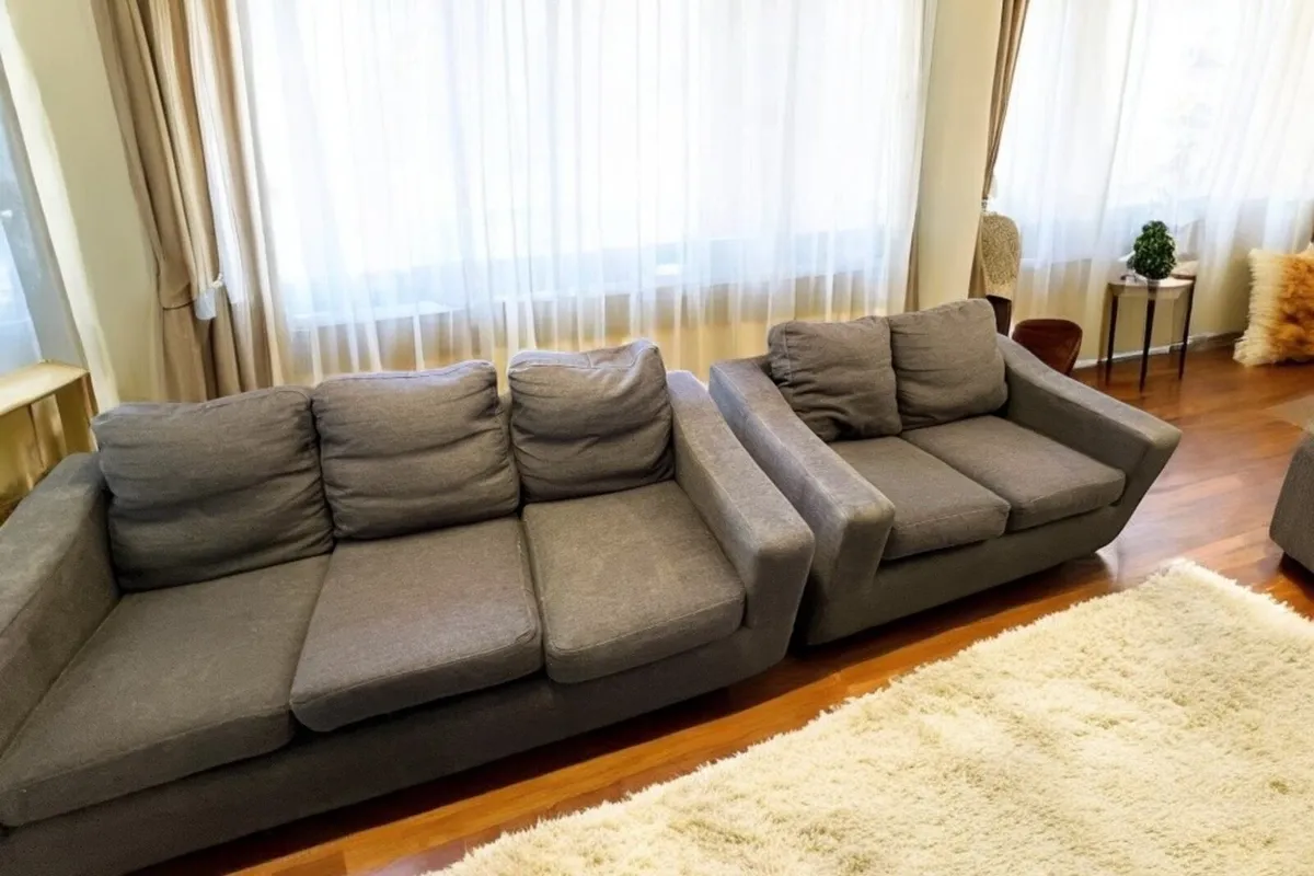 Grey 3+2 sofa set couch furniture - Image 1