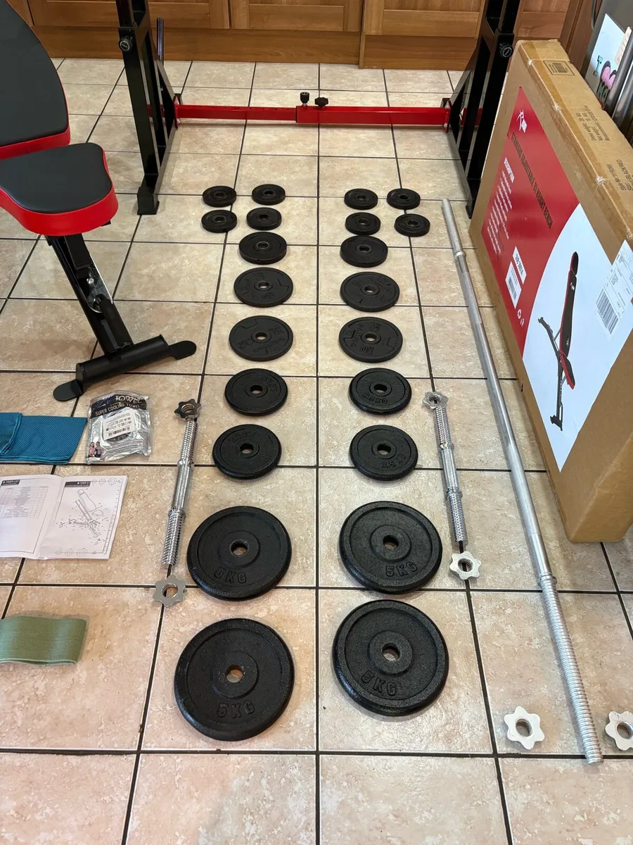 WEIGHT BENCH (NEW), METAL WEIGHTS, SQUAT RACK,BARS - Image 2
